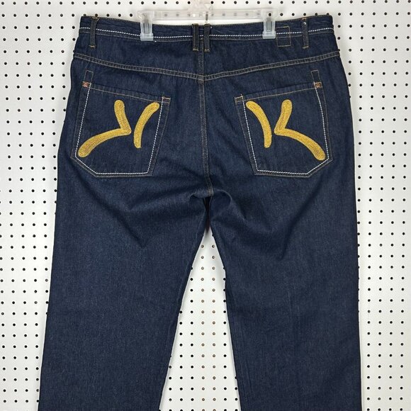 Karl Kani 90s Baggy Jeans 42x32 Gold Logo Pocket Streetwear Skate Wide Leg Denim - Picture 2 of 8